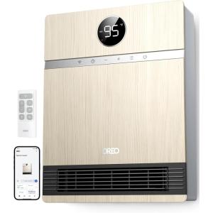 imageDreo Smart Wall Heater IP24 Electric Space Heater with ALCI Plug for Indoor Use 30 Oscillation Adjustable Thermostat Remote Control Works with Alexa 24H Timer Easymounted Heater for BathroomWooden