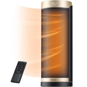 imageDreo Space Heater 1500W PTC Ceramic Heaters for Indoor Use with Remote 70 Oscillation 112H Timer Electric Heaters with Thermostat Fast and Safe Portable Heater for Office Bedroom Large RoomBlack