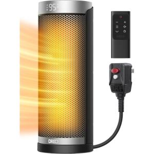 imageDreo Space Heater 1500W PTC Ceramic Heaters for Indoor Use with Remote 70 Oscillation 112H Timer Electric Heaters with Thermostat Fast and Safe Portable Heater for Office Bedroom Large RoomSilver