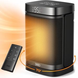 imageDreo Space Heater 1500W Portable Electric Heaters for Indoor Use PTC Ceramic Heater for Office with Remote Thermostat 70Oscillation 12H Timer 5 Modes Safe Quiet Room Heater for BedroomBlack