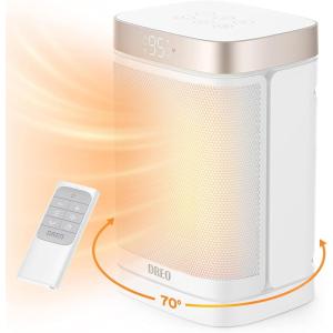 imageDreo Space Heater 1500W Portable Electric Heaters for Indoor Use PTC Ceramic Heater for Office with Remote Thermostat 70Oscillation 12H Timer 5 Modes Safe Quiet Room Heater for BedroomStarlight