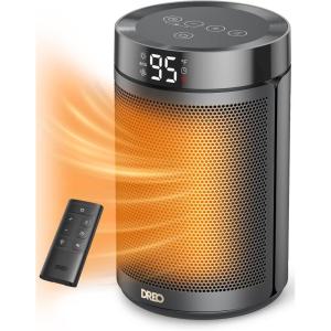 imageDreo Space Heater Portable Electric Heaters for Indoor Use with Thermostat and Remote 2024 Upgraded Digital Display 12H Timer 5 Mode 1500W PTC Ceramic Fast Safety Heat for Office Bedroom HomeBlack