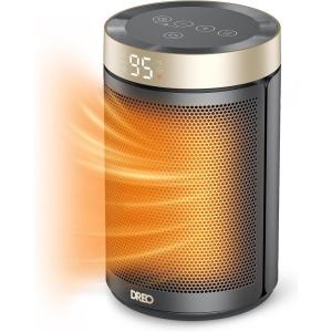 imageDreo Space Heater Portable Electric Heaters for Indoor Use with Thermostat and Remote 2024 Upgraded Digital Display 12H Timer 5 Mode 1500W PTC Ceramic Fast Safety Heat for Office Bedroom HomeGold and Black