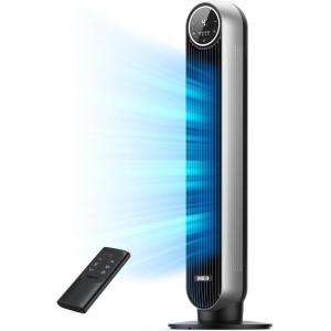 imageDreo Tower Fan for Bedroom 25fts Velocity Quiet Floor Fan 90 Oscillating Fans for Indoors with 4 Speeds 4 Modes 8H Timer Standing Fans Bladeless Fan Black Nomad One DRHTF007Silver