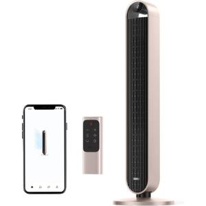 imageDreo Tower Fan for Bedroom 42 Inch 120 Oscillating Fan 25dB Quiet DC Motor 27fts Velocity Bladeless Standing Fan with 12 Speeds 4 Modes 12H Timer Cooling Fans for Home Living Room Pilot Max SStarlight