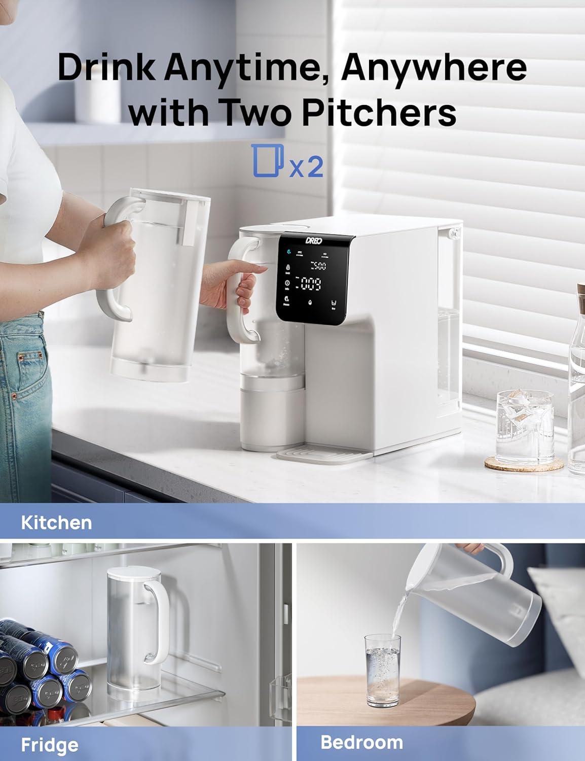 imageDreo Reverse Osmosis Water Filter 7Stage RO Water Filtration System 31 Pure to Drain Reduce TDS PFAS Water Purifier Countertop with Large LED Display Portable Water Pitcher for Home Kitchen