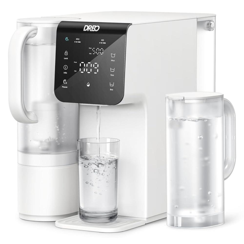 imageDreo Reverse Osmosis Water Filter 7Stage RO Water Filtration System 31 Pure to Drain Reduce TDS PFAS Water Purifier Countertop with Large LED Display Portable Water Pitcher for Home Kitchen