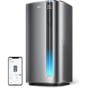 imageDreo Air Purifiers for Home Large Room Bedroom H13 True HEPA Filter Removes 99985 of Pets Hair Particles Dust Smoke Pollen PM25 Monitor Auto Mode Smart WiFi Voice Control Works with AlexaSilver