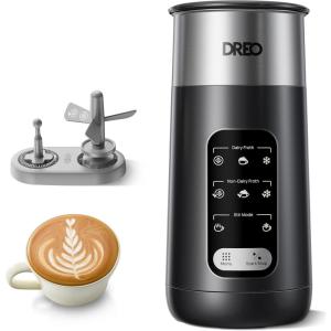 imageDreo Milk Frother 8in1 Electric Frother for Latte Art Coffee 9oz270ml Hot and Cold Foam Maker Automatic Milk Warmer for Dairy and NonDairy Milk with LED AntiBurnt Easy to Clean Black