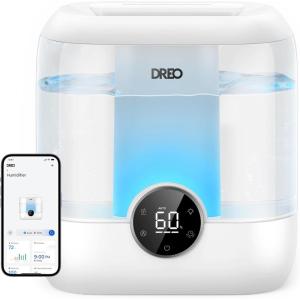 imageDreo Smart Humidifiers for Bedroom 6L Top Fill Supersized Cool Mist Humidifier for Large Room 60 Hour Runtime Quiet Ultrasonic Humidifiers for Plants Baby Indoor Home Night Light BlackWhite