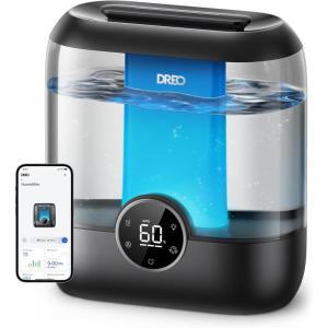imageDreo Smart Humidifiers for Bedroom 6L Top Fill Supersized Cool Mist Humidifier for Large Room 60 Hour Runtime Quiet Ultrasonic Humidifiers for Plants Baby Indoor Home Night Light BlackBlack