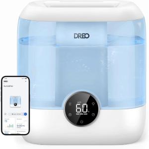 imageDreo Smart Humidifiers for Bedroom 6L Top Fill Supersized Cool Mist Humidifier for Large Room 60 Hour Runtime Quiet Ultrasonic Humidifiers for Plants Baby Indoor Home Night Light BlackBlue