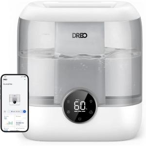 imageDreo Smart Humidifiers for Bedroom 6L Top Fill Supersized Cool Mist Humidifier for Large Room 60 Hour Runtime Quiet Ultrasonic Humidifiers for Plants Baby Indoor Home Night Light BlackGray