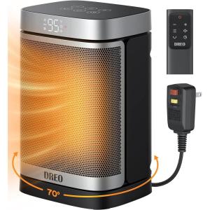 imageDreo Space Heater for Bathroom and Indoor Portable Heater 1500W Safe and Quiet PTC Ceramic Heater 4095F Digital Thermostat 70Oscillating Remote ALCI Safety Plug 12h Timer 5 ModesALCI Plug