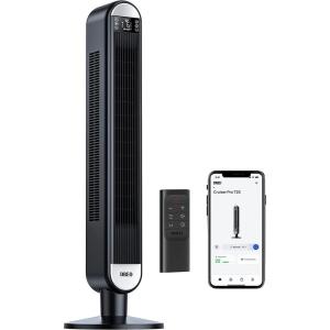 imageDreo Smart Tower Fans for Home 90 Oscillating Fan for Bedroom Indoors Voice Control Floor Fan with 12H Timer 42 Inch Quiet Bladeless Standing Fan with LED Display Work with AlexaGoogleBlack