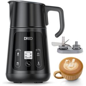 imageDreo Allin1 BaristaMaker Milk Frother Electric Foam Maker for Latte Artlevel Microfoam and HotCold Coffee 15oz450ml Automatic Milk Warmer with 30 Drinks Dishwasher Safe DairyPlantBased MilkBlack