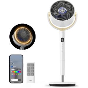 imageDreo Smart Fan for Bedroom 120 120 OmniDirectional Oscillating Fans 90ft Quiet Pedestal Fan with RGB Light 9 Speeds 6 Modes 20dB 8H Timer WiFiVoiceAlexa 3742quot Floor Fans with RemoteWhite