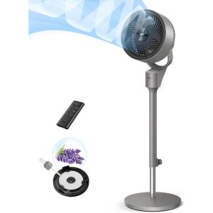 imageDreo Fan for Bedroom 80 Oscillating Standing Fan 25dB Quiet 80ft Pedestal Fans for Home Office 90 Manual Vertical 3 Speeds Remote 3441quot Adjustable Height Air CirculatorGrey