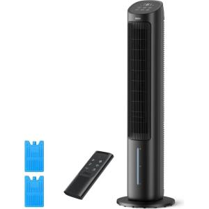 imageDreo Portable Air Conditioners Fan 40 Standing Fans that Blow Cold Air Portable AC80 Oscillating Evaporative Air CoolerRemovable Water Tank Ice Packs Remote Control 4 Speeds 7H Timer WhiteBlack