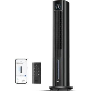 imageDreo Tower Fan for Bedroom 43quot Cooling Fans That Blow Cold Air 2025 Upgraded Evaporative Air Cooler Quiet 85 Oscillating Floor Fan Easy Cleaning APP Control 4 Modes ampamp 4 Speeds 12H Timer BlackBlack