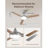 imageDreo Ceiling Fans with Lights 42 Inch 6 Speeds 6Level Dimmable 5CCT Quiet Remote Control Reversible DC Motor Quickinstall 8H Timer Black Ceiling Fan for Bedroom Indoor Living RoomGrey