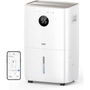 imageDreo 110Pint Smart Dehumidifier for Basement 4500 Ft for Large Room 2 Gallon Water Tank AutoComfortConstant Mode Dehumidifiers for Home Bedroom Bathroom with Drain Hose White 711SStarlight