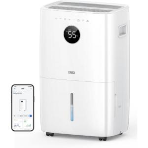imageDreo 110Pint Smart Dehumidifier for Basement 4500 Ft for Large Room 2 Gallon Water Tank AutoComfortConstant Mode Dehumidifiers for Home Bedroom Bathroom with Drain Hose White 711SWhite