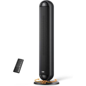 imageDreo Tower Fan and Heater Combo 292fts Standing Fans for Bedroom 17 Levels 6 Modes 120 Oscillation 42 Inch 12H Timer 25dB Quiet with Remote for Office Large Room SilverBlack
