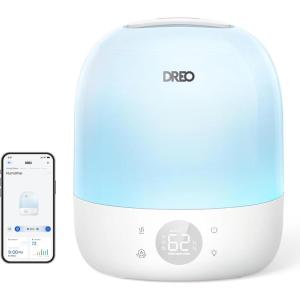 imageDREO Smart Humidifiers for Bedroom Baby HM409S 1500 RGB Night Light ampamp Sleep Routine Trainer Ultra Quiet 28dB ampamp 3L Top Fill Cool Mist Humidifier for Nursery Air humidifier for Plants IndoorWhite