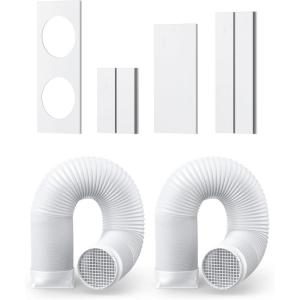 image:imageDREO Adjustable Portable Air Conditioner Window Vent Kit for Dual Hose with 59 Inch Exhaust Duct Upgraded Seamless Window Panel Kit for Sliding Windows Doors Compatible with AC318S amp AC319S