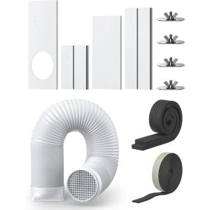 image:imageDREO Adjustable Portable Air Conditioner Window Vent Kit with 59 Inch Exhaust Duct Upgraded Seamless Window Panel Kit for Sliding Windows Doors