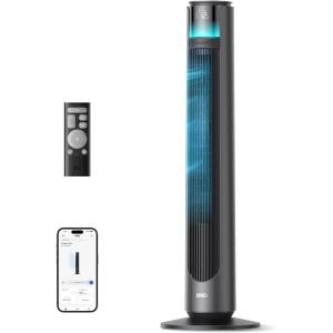 image:imageDREO Smart Tower Fan for Indoor amp Outdoor Use 33 fts High Velocity 12 Speeds 4 Modes Standing Floor Fan 150 Customizable Oscillating 20 dB Quiet DC Motor for Bedroom Weather Resistant