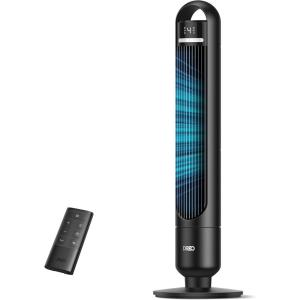 image:imageDREO Smart Tower Fan for Bedroom 90 Oscillating Standing Fans for Room with 4 Speeds 4 Modes 28dB Quiet for Sleep 26fts Velocity 8H Timer RemoteAppVoice Control for Living Room Office HomeBlack