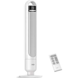 image:imageDREO Smart Tower Fan for Bedroom 90 Oscillating Standing Fans for Room with 4 Speeds 4 Modes 28dB Quiet for Sleep 26fts Velocity 8H Timer RemoteAppVoice Control for Living Room Office HomeWhite