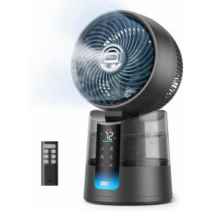 image:imageDREO TurboCool Misting Fan 516 15030 Omnidirectional Oscillating Cooling Fans that Blow Cold Air 5 Drop 26 fts Wind Ultrafine Mist 20dB 6 Speeds 2 Modes Remote Control Indoor GreyStandard