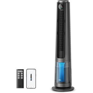image:imageDREO TurboCool Misting Fan 765S Tower Fans that Blow Cold Air 10F Cooling 34fts Fast Standing Fan 6L Tank 20 dB Quiet DC Motor 90 Smart Oscillating Fan with 12 Speeds 4 Modes for Home Grey