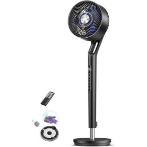 image:imageDREO Fan for Bedroom 2026 New model120100 OmniDirectional Oscillating Fan 96ft DC Motor 20 dB Quiet Standing Pedestal Fans 9 Speeds 3 Modes Remote 3742 Adjustable Height 8H Timer