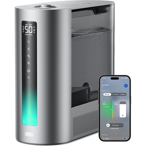 image:imageDREO 6L Humidifiers for Bedroom Smart Warm amp Cool Mist for Large Room 60Hr Quiet Runtime for Baby Plant Humidity Sensor Indicator Light 12H Timer GoogleAlexa BlackSilver