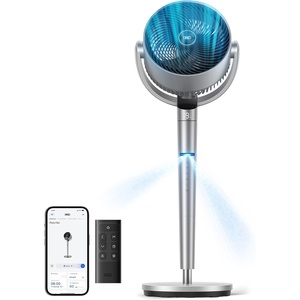 image:imageDREO Smart Fan for Bedroom Positionbased Oscillation 150120 3D Oscillating Fan 110ft Pedestal Fans with WiFiVoiceRemote Standing Fans Work with AlexaGoogle 9 Speeds 6 Modes StarlightSilver