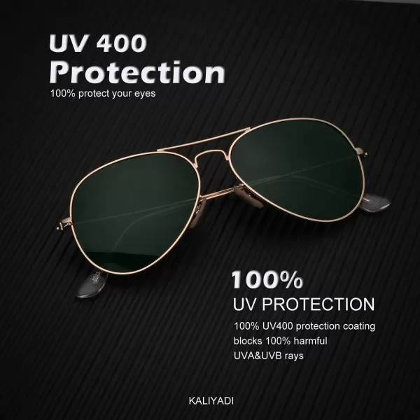 KALIYADI Classic Aviator Sunglasses for Men Women Driving Sun glasses Polarized Lens UV BlockingD Blackish Green