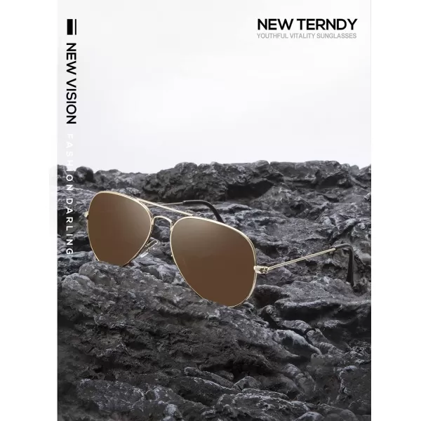 KALIYADI Classic Aviator Sunglasses for Men Women Driving Sun glasses Polarized Lens UV BlockingD Brown