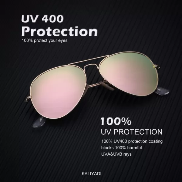 KALIYADI Classic Aviator Sunglasses for Men Women Driving Sun glasses Polarized Lens UV BlockingD Pink
