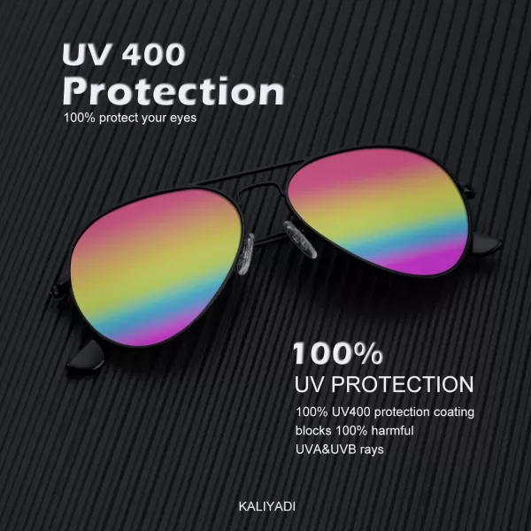 KALIYADI Classic Aviator Sunglasses for Men Women Driving Sun glasses Polarized Lens UV BlockingD Rainbow