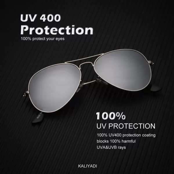 KALIYADI Classic Aviator Sunglasses for Men Women Driving Sun glasses Polarized Lens UV BlockingD Silver