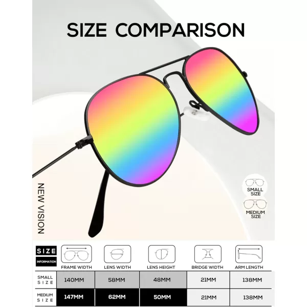KALIYADI Classic Aviator Sunglasses for Men Women Driving Sun glasses Polarized Lens UV BlockingF 3 Pack Black RainbowGold RainbowSilver Rainbow