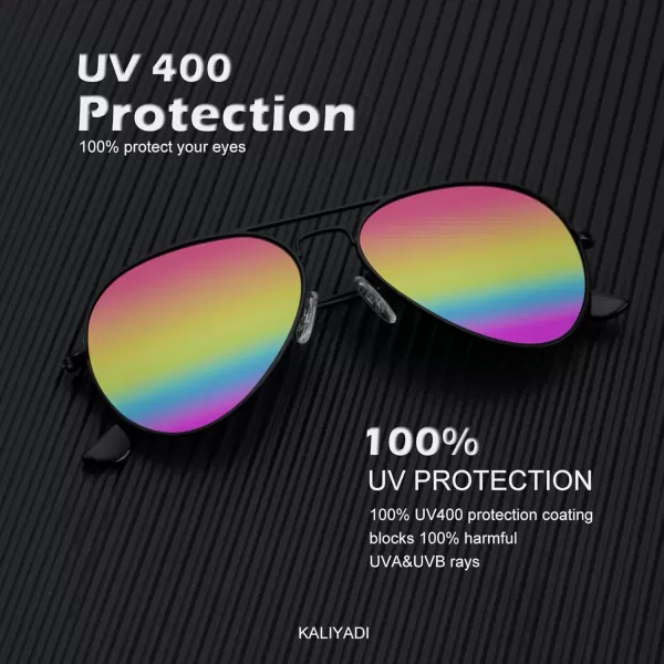 KALIYADI Classic Aviator Sunglasses for Men Women Driving Sun glasses Polarized Lens UV BlockingF 3 Pack Black RainbowGold RainbowSilver Rainbow