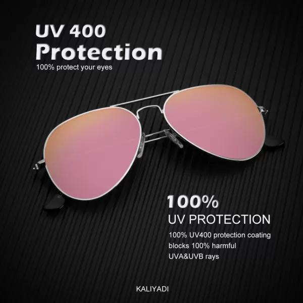 KALIYADI Classic Aviator Sunglasses for Men Women Driving Sun glasses Polarized Lens UV BlockingF 3 Pack BlueRainbowLight Pink