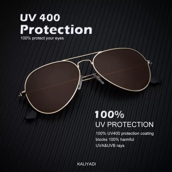 KALIYADI Classic Aviator Sunglasses for Men Women Driving Sun glasses Polarized Lens UV BlockingF 3 Pack Brown