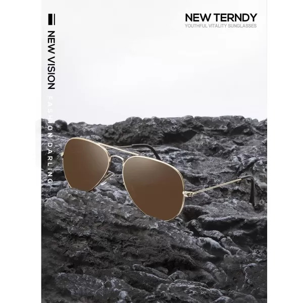 KALIYADI Classic Aviator Sunglasses for Men Women Driving Sun glasses Polarized Lens UV BlockingF 3 Pack Brown