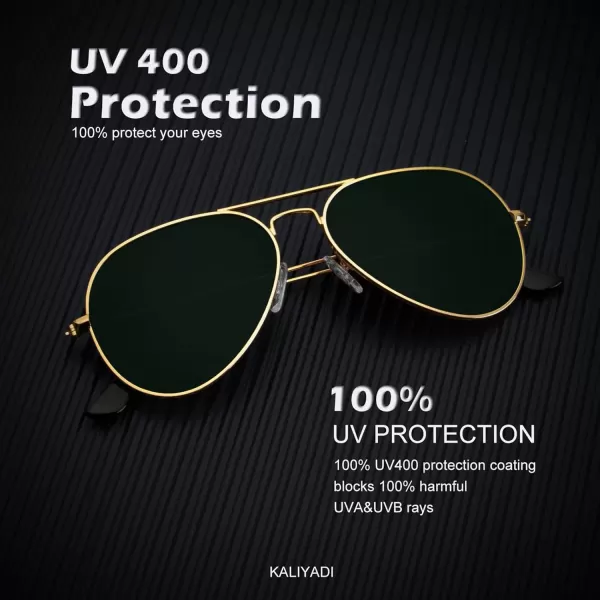 KALIYADI Classic Aviator Sunglasses for Men Women Driving Sun glasses Polarized Lens UV BlockingF 3 Pack  Glass LensnonpolarizedblackBlackish GreenBrown